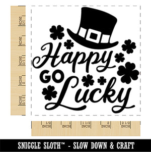 Happy Go Lucky Leprechaun Hat Shamrocks St. Patrick's Day Square Rubber Stamp for Stamping Crafting