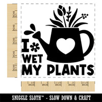 I Wet My Plants Watering Can Gardening Pun Spring Flowers Square Rubber Stamp for Stamping Crafting