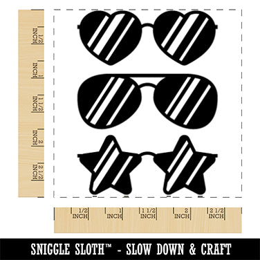 Sunglasses Trio Heart Aviator Star Square Rubber Stamp for Stamping Crafting