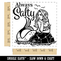 Always Salty Grumpy Beautiful Mermaid Square Rubber Stamp for Stamping Crafting