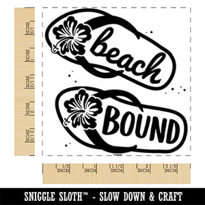 Beach Bound Sandals Flip Flops Hibiscus Square Rubber Stamp for Stamping Crafting