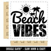 Beach Vibes with Sun and Waves Square Rubber Stamp for Stamping Crafting