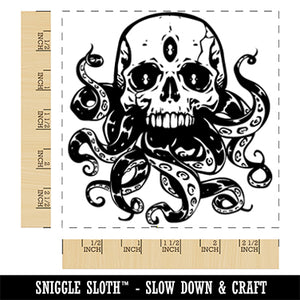 Cthulhu Skull with Octopus Tentacles Eldritch Horror Square Rubber Stamp for Stamping Crafting