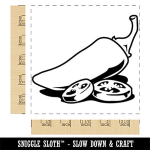 Jalapeno Hot Pepper with Seeds Square Rubber Stamp for Stamping Crafting