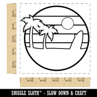 Retro Rainbow Beach Sunset Palm Trees Surfboard Square Rubber Stamp for Stamping Crafting