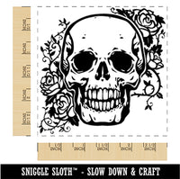 Skull and Roses Flowers Bones Square Rubber Stamp for Stamping Crafting