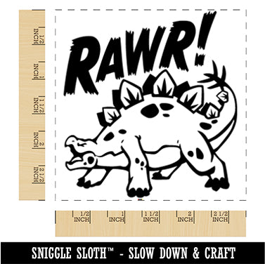 Stegosaurus Rawr Roar Dinosaur Square Rubber Stamp for Stamping Crafting