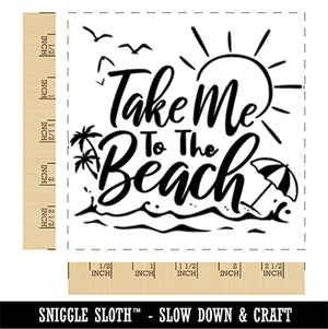 Take Me to the Beach Sunshine Palm Trees Umbrella Square Rubber Stamp for Stamping Crafting