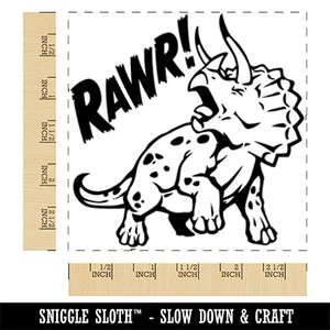 Triceratops Rawr Roar Dinosaur Square Rubber Stamp for Stamping Crafting