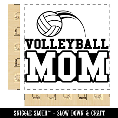 Volleyball Mom Text with Ball Square Rubber Stamp for Stamping Crafting