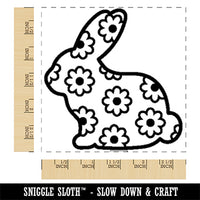 Bunny Side Profile Pattern Flowers Easter Square Rubber Stamp for Stamping Crafting