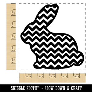 Bunny Side Profile Pattern ZigZag Lines Easter Square Rubber Stamp for Stamping Crafting