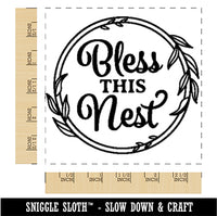 Bless This Nest Leaf Frame Detail Square Rubber Stamp for Stamping Crafting