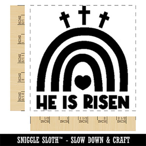 Easter Rainbow He is Risen Three Crosses Square Rubber Stamp for Stamping Crafting