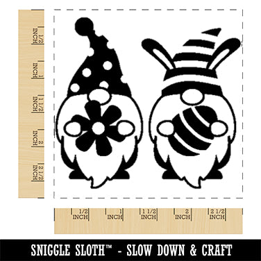 Pair of Easter Day Gnomes Egg Flower Spring Square Rubber Stamp for Stamping Crafting