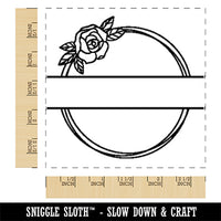 Single Rose Circle Split Wreath for Name Monogram Square Rubber Stamp for Stamping Crafting