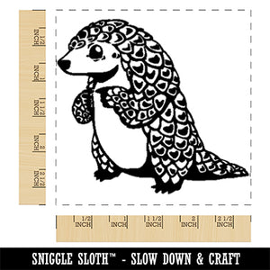 Cartoon Pangolin Endangered Species Standing Square Rubber Stamp for Stamping Crafting