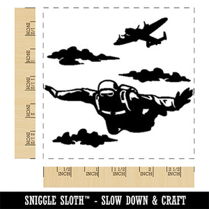 Sky Diving Diver Jumping Out of Plane Square Rubber Stamp for Stamping Crafting