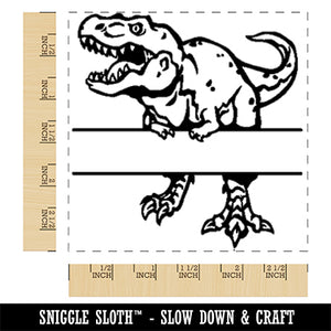 T-Rex Tyrannosaurus Rex Dinosaur Split Monogram Name Square Rubber Stamp for Stamping Crafting