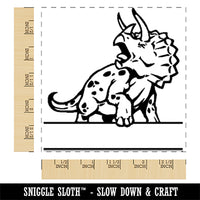 Triceratops Dinosaur Split Monogram Name Square Rubber Stamp for Stamping Crafting