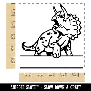 Triceratops Dinosaur Split Monogram Name Square Rubber Stamp for Stamping Crafting