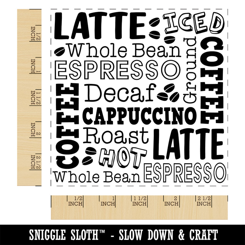 Coffee Words Square Rubber Stamp for Stamping Crafting