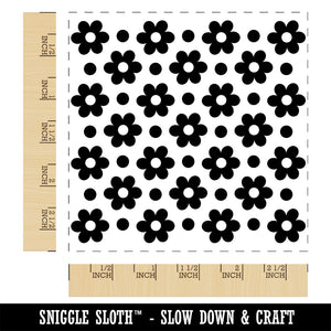 Flowers and Dots Square Rubber Stamp for Stamping Crafting