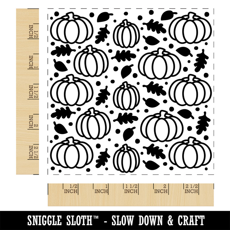 Leaves and Pumpkins Square Rubber Stamp for Stamping Crafting