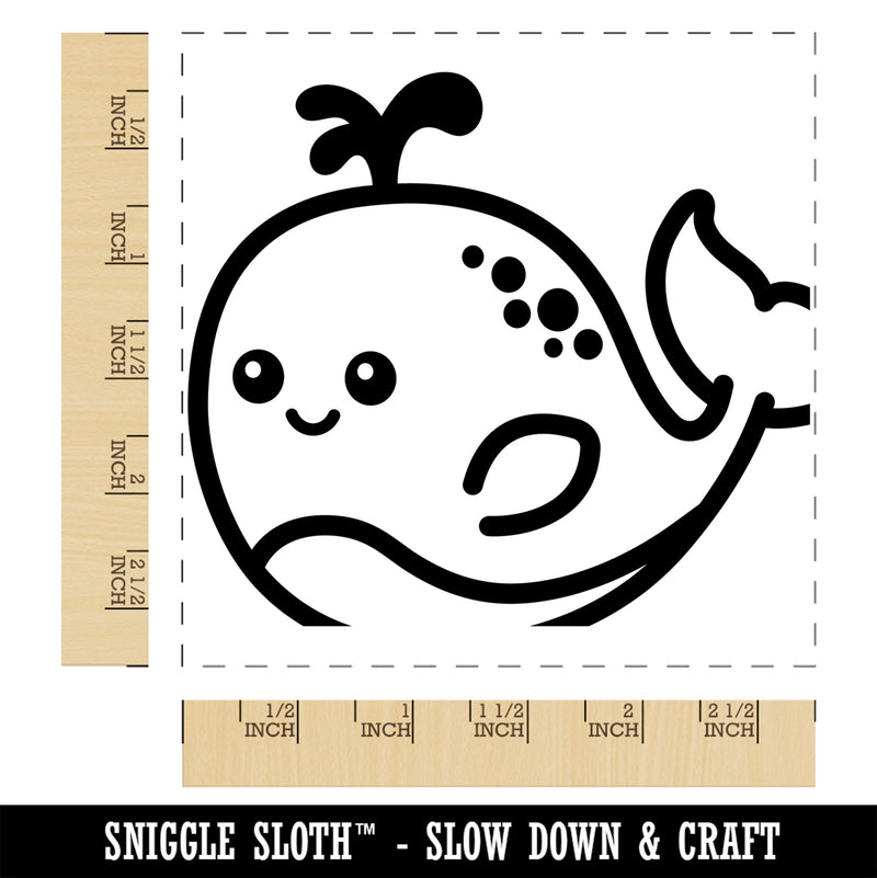 Peeking Whale Square Rubber Stamp for Stamping Crafting