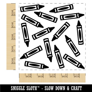 Scattered Crayons Square Rubber Stamp for Stamping Crafting