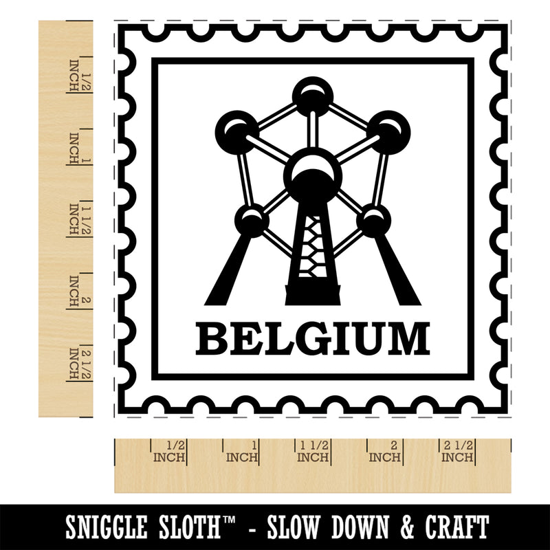 Belgium Travel The Atomium Brussels Square Rubber Stamp for Stamping Crafting