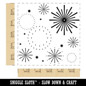 Fireworks Celebration Independence Day 4th of July Square Rubber Stamp for Stamping Crafting