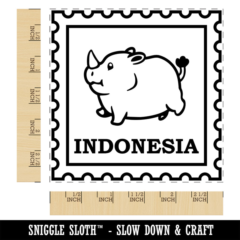 Indonesia Travel Baby Javan Rhinoceros Square Rubber Stamp for Stamping Crafting