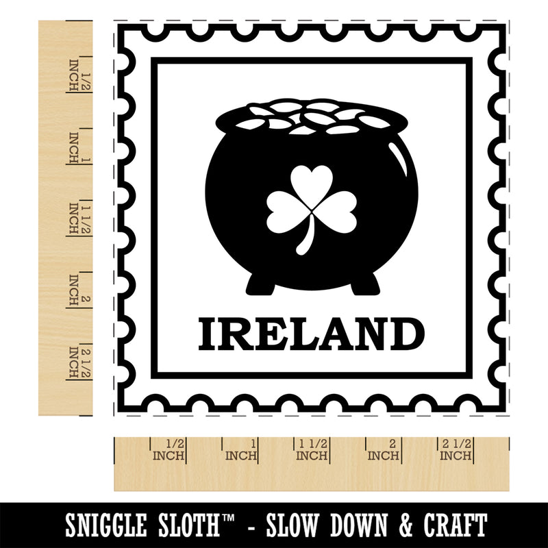 Ireland Travel Pot of Gold Shamrock Leprechaun Square Rubber Stamp for Stamping Crafting