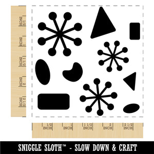 Midcentury Shapes Square Rubber Stamp for Stamping Crafting