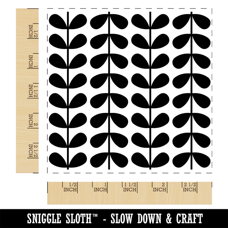 Scandinavian Leaf Stems Square Rubber Stamp for Stamping Crafting