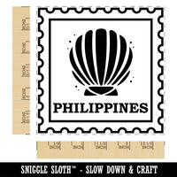 Philippines Travel Scallop Seashell Beach Ocean Square Rubber Stamp for Stamping Crafting