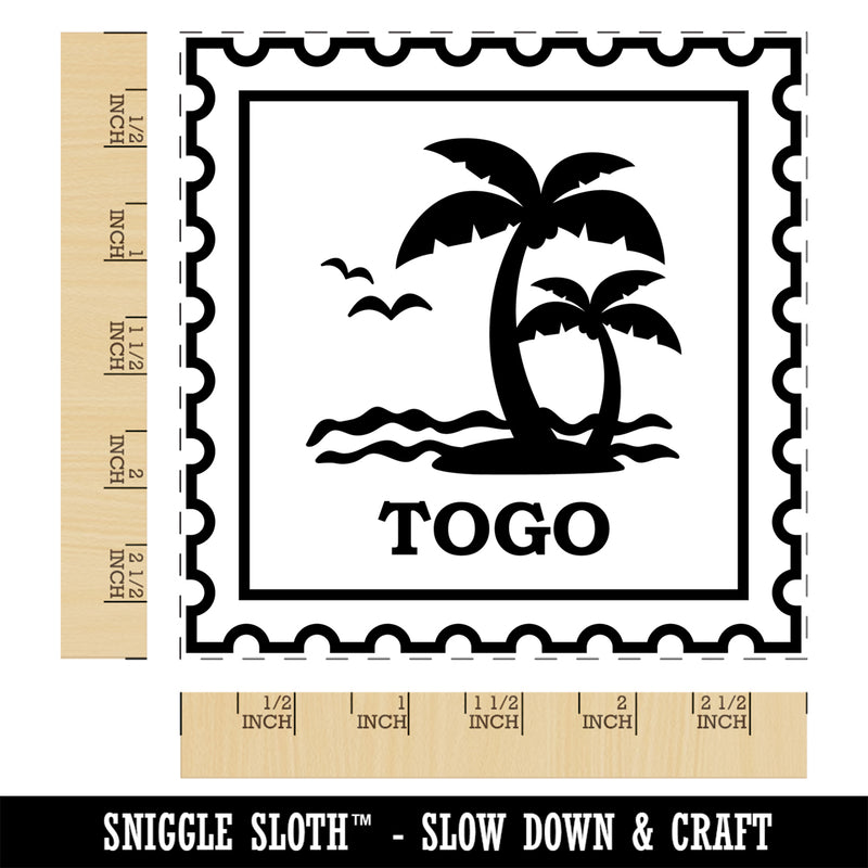 Togo Travel Palm Tree Beach Ocean Waves Square Rubber Stamp for Stamping Crafting