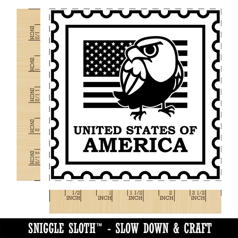 United States of America Travel Bald Eagle US Flag Square Rubber Stamp for Stamping Crafting