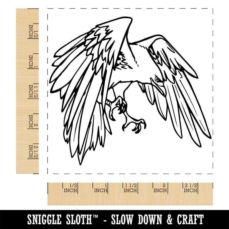 Bird Crow Raven Flying Landing Square Rubber Stamp for Stamping Crafting