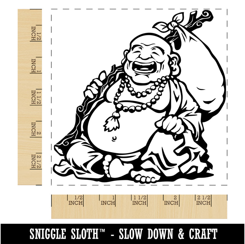 Budai Laughing Buddha Fat Monk Chan Square Rubber Stamp for Stamping Crafting