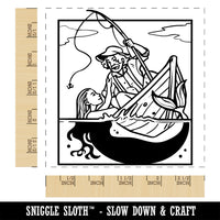 Fisherman and Mermaid Siren Square Rubber Stamp for Stamping Crafting