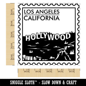 Hollywood Los Angeles California Travel Square Rubber Stamp for Stamping Crafting