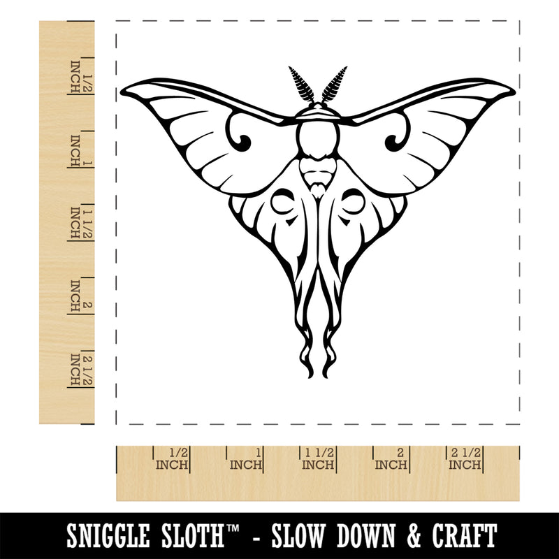 Lunar Moth Flying Insect of the Night Square Rubber Stamp for Stamping Crafting