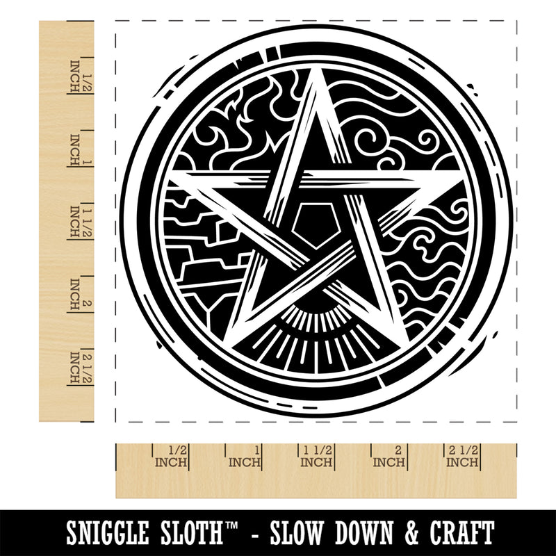 Pentacle Star of Elements Magical Talisman Symbol Square Rubber Stamp for Stamping Crafting