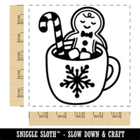 Gingerbread Man in Hot Cocoa Square Rubber Stamp for Stamping Crafting