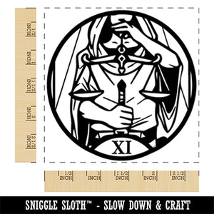 Justice Tarot Major Arcana Square Rubber Stamp for Stamping Crafting