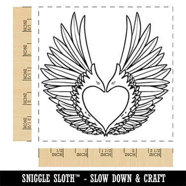 Angel Wings Hearth Feathers Square Rubber Stamp for Stamping Crafting