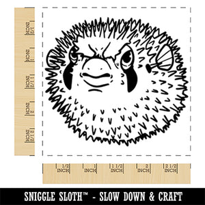 Angry Pufferfish Spikes Square Rubber Stamp for Stamping Crafting