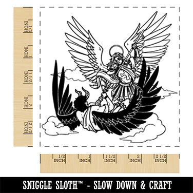 Archangel Michael Fighting Lucifer Square Rubber Stamp for Stamping Crafting